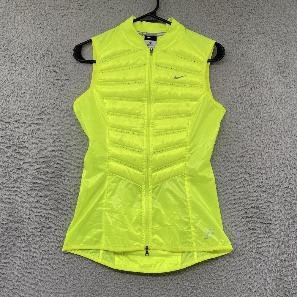 Nike Aeroloft Vest Womens XS Yellow Sleeveless 800 Down Running Reflective